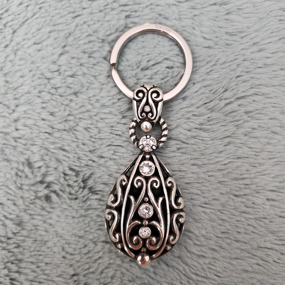 Brighton Bibi Scroll Key Fob Keychain Silver Plated - Picture 2 of 6